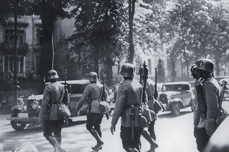 A scene of the Reichswehr on patrol in Berlin during Operation Hummingbird. (Everett Collection Historical (Alamy Stock Photo)