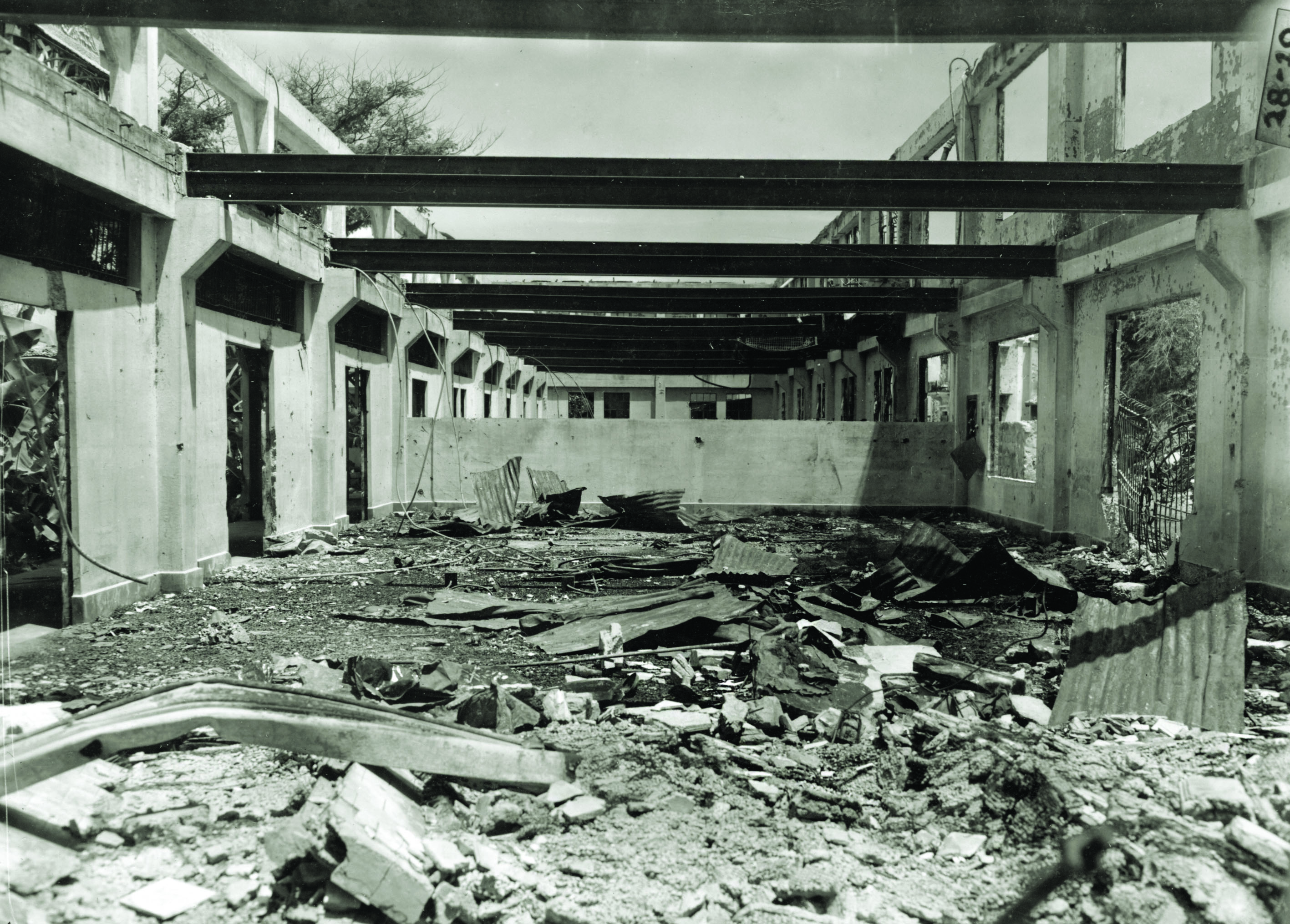 Hundreds of Filipinos were lured into this college dining hall, and died in an explosion set by Japanese troops. (National Archives)