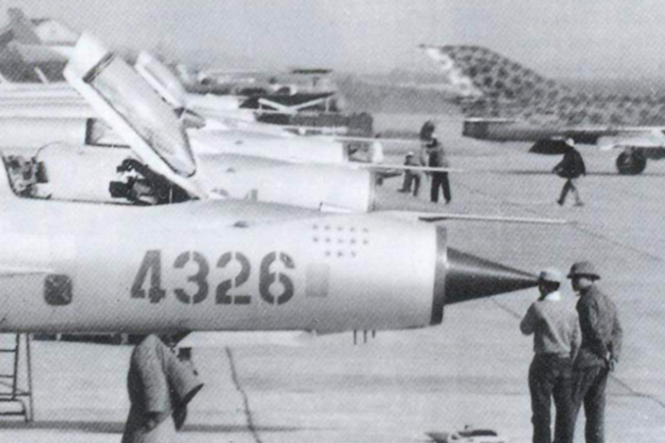 MiG-21 "Fishbed" interceptors used ground-coordinated attacks to exact a heavy toll on F-105 Thunderchiefs. (U.S. Air Force)