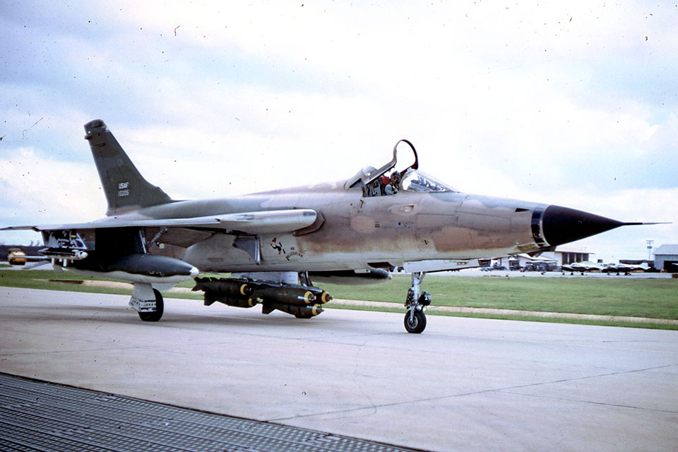 F-105 Thundeerchief crews inflicted heavy damage on North Vietnam with their bomb strikes but also suffered heavy losses from groundfire and MiG attacks. (U.S. Air Force)