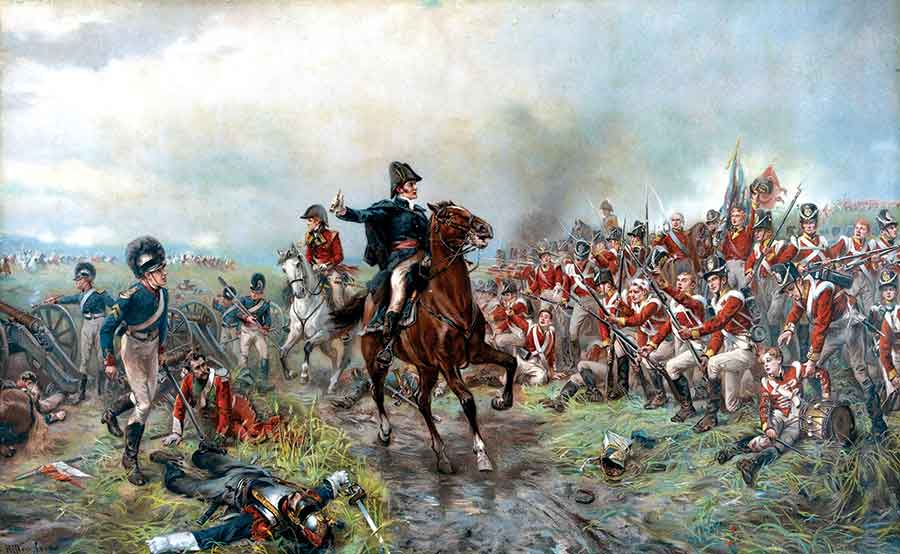 For old England The Duke of Wellington inspires his redcoats during the Battle of Waterloo. Civil War veterans often compared Gettysburg to that fight. (Wellington At Waterloo (COLOUR Litho), Hillingford, Robert Alexander (1825-1904)/National Army Museum, London/Bridgeman Images)