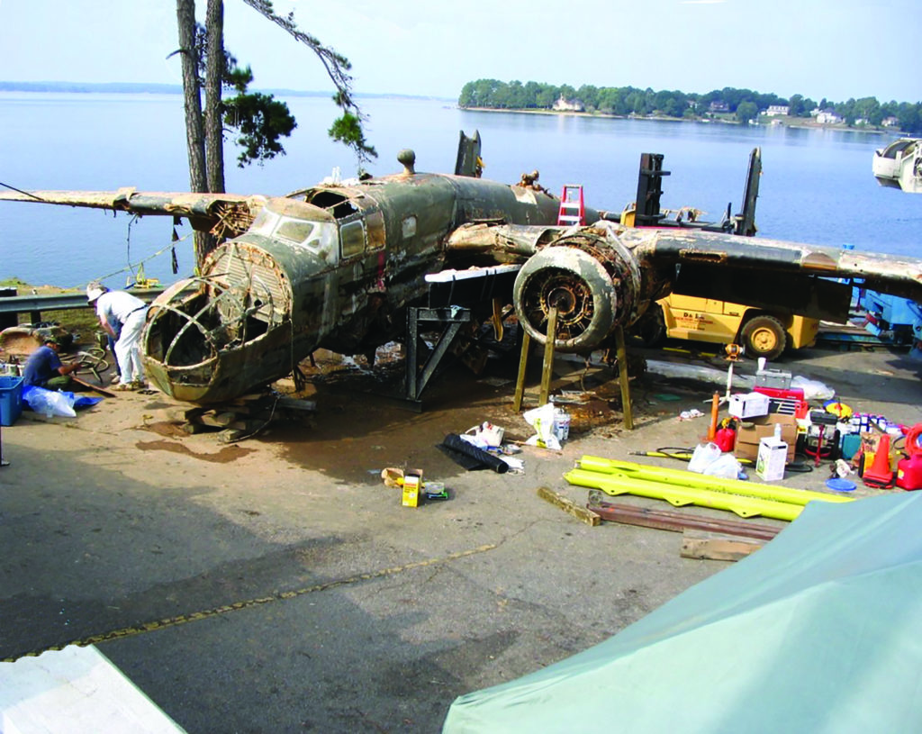 A 2005 salvage operation raised a B-25 that crashed into Lake Murray in 1943. The plane is on display at Birmingham, Alabama’s Southern Museum of Flight. PHOTO COURTESY OF SOUTHERN MUSEUM OF FLIGHT