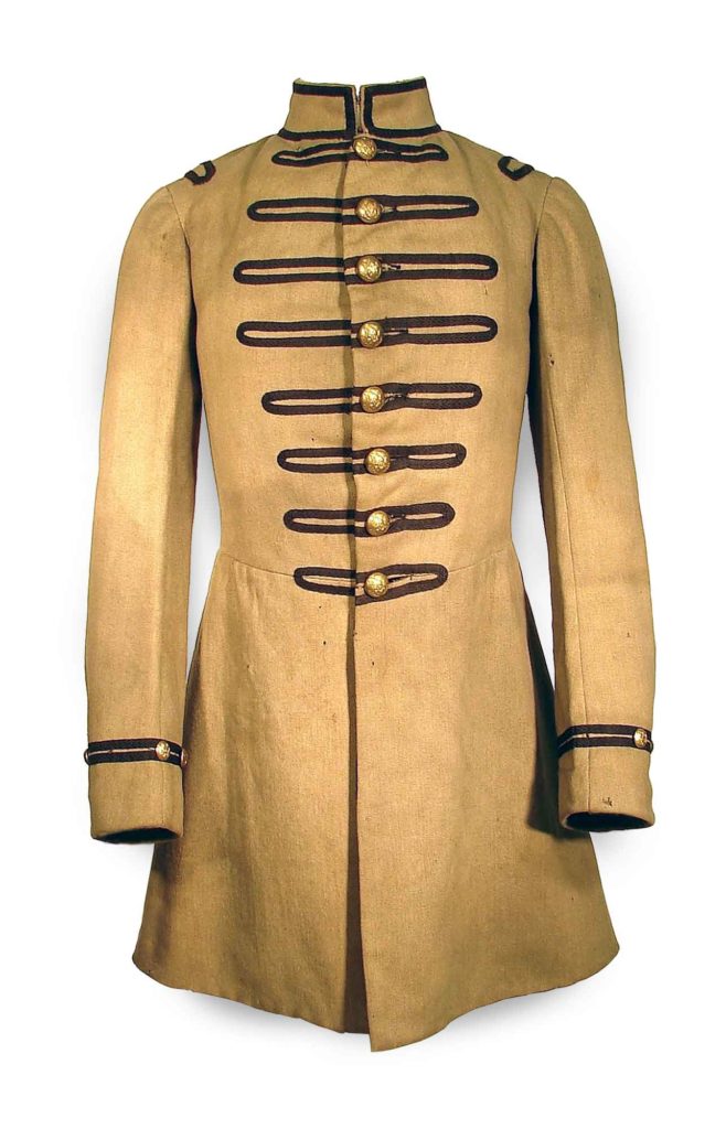 Sharp Look: This well-preserved, 8-button, single-breasted frock coat was reportedly worn by the drummer of Co. H, 23rd Regiment, Gaston (N.C.) Light Guard. (American Civil War Museum)