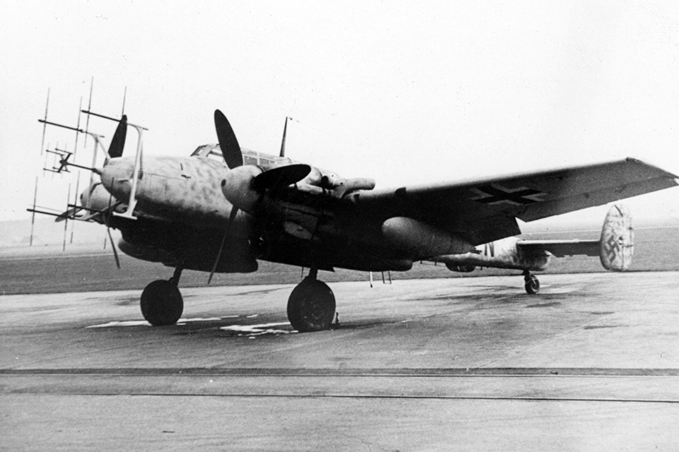 When Wilhelm Johnen force-landed this Me-110G-4 at Zurich, Switzerland, in April 1944, the Allies finally learned about the night fighter’s Shräge Musik gun installation. (Courtesy of Wolfgang Muehlbauer)