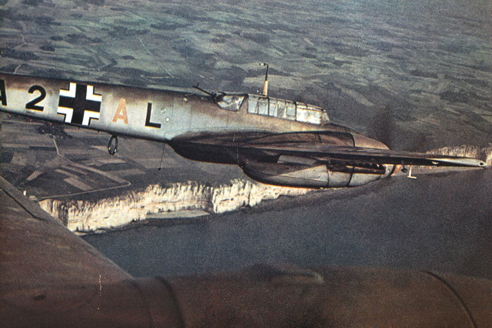 An Me-110C passes Dover during the Battle of Britain, when many of the twin-engine fighters were shot down by Spitfires and Hurricanes. (AKG-Images/Ullstein Bild)