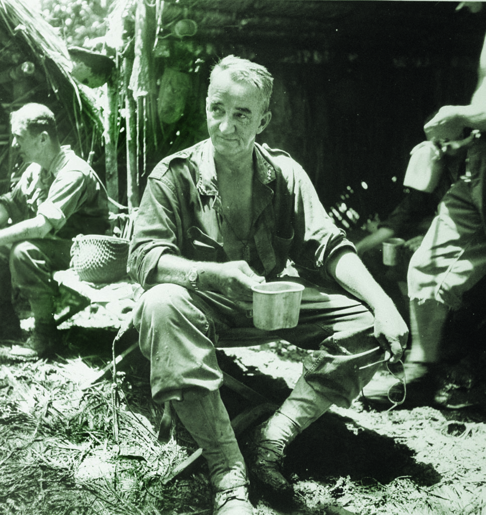 Looking much like any GI, save for the three stars on his collar, the lieutenant general takes a break from the fighting. (George Strock/The LIFE Picture Collection/Getty Images)