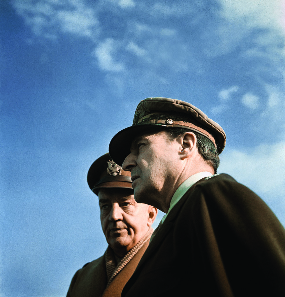 Robert Eichelberger continued to serve under MacArthur (here in Tokyo in April 1948), notably as commander of the occupation army in Japan. Though he privately resented aspects of “Mac,” their relationship in person was good. (Bettmann/Getty Images)