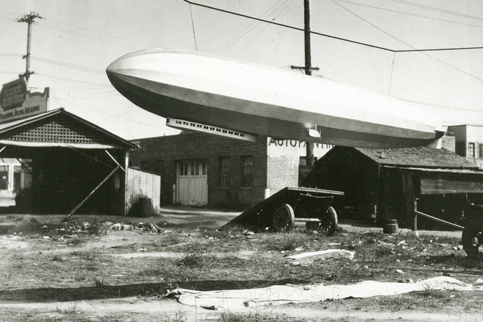 In 1927 Knabenshue produced a 17-foot scale model for a passenger-carrying rigid airship, dubbed "California," in preparation for a dirigible revival that never came to pass. (National Air and Space Museum)