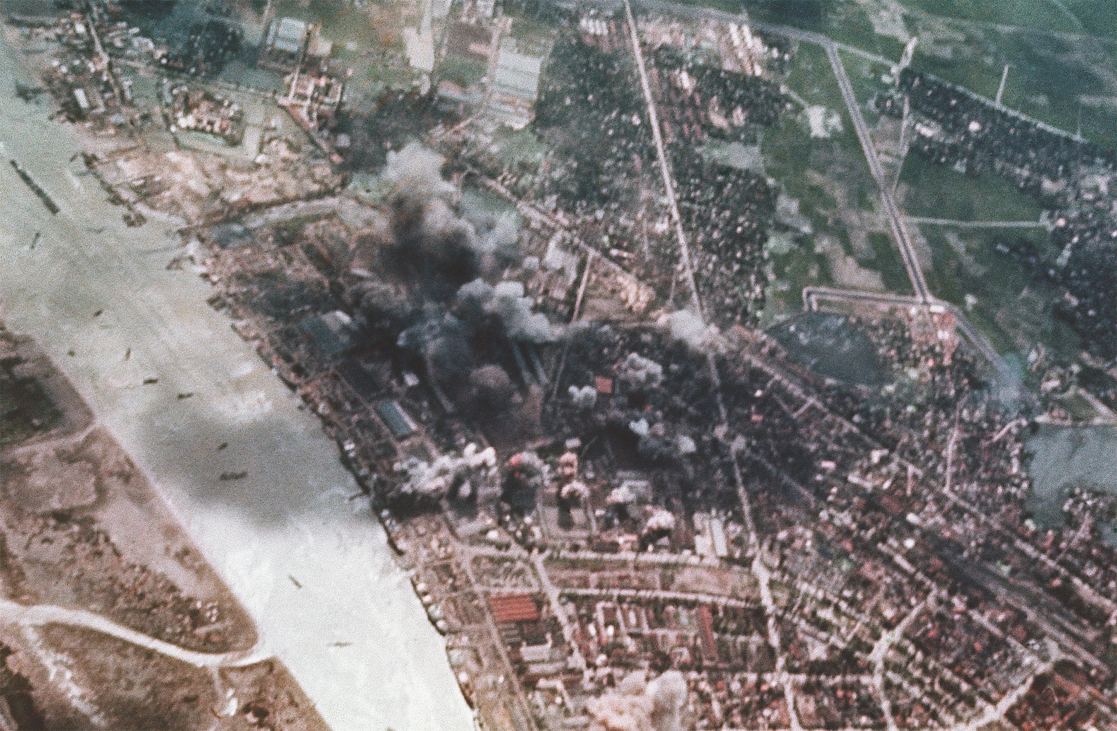 U.S. bomber strikes hit warehouses and shipping areas in Haiphong on May 17, 1972. The harbor mining on May 9 was followed by a relentless bombing campaign that began May 10. (Bettmann/Getty Images)