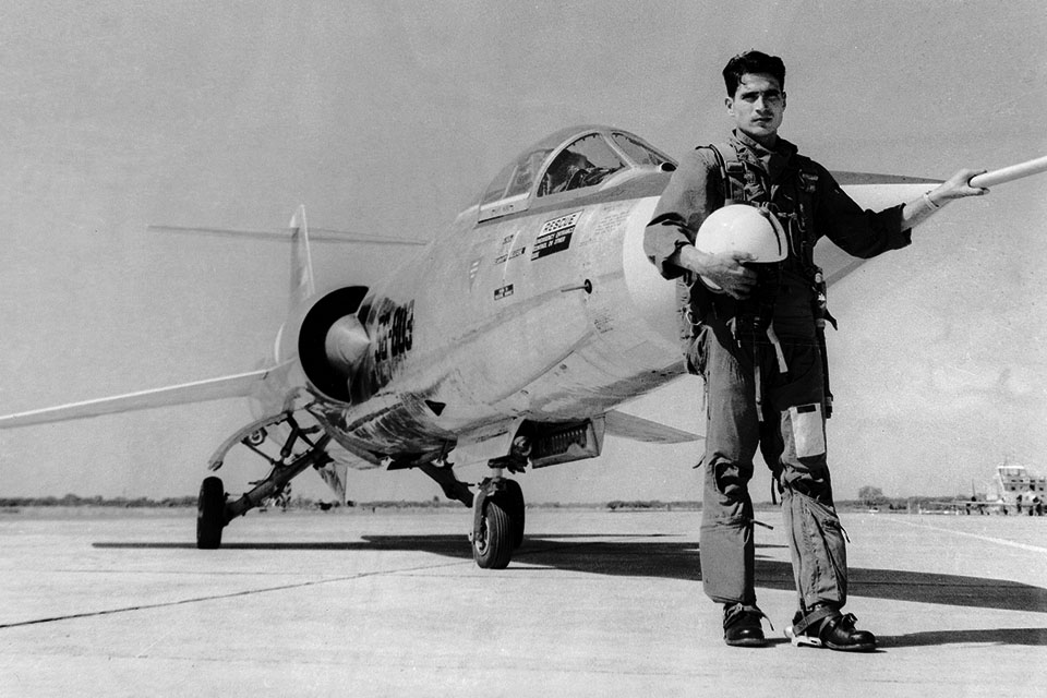 On the night of September 21, 1965, Flying Officer Jamal A. Khan of F-104A-equipped No. 9 Squadron, Pakistan Air Force, intercepted an English Electric Canberra, becoming the first pilot to successfully use a Starfighter in the role for which it had been originally designed. (Pakistan Air Force via Air Chief Marshal Jamal A. Khan)