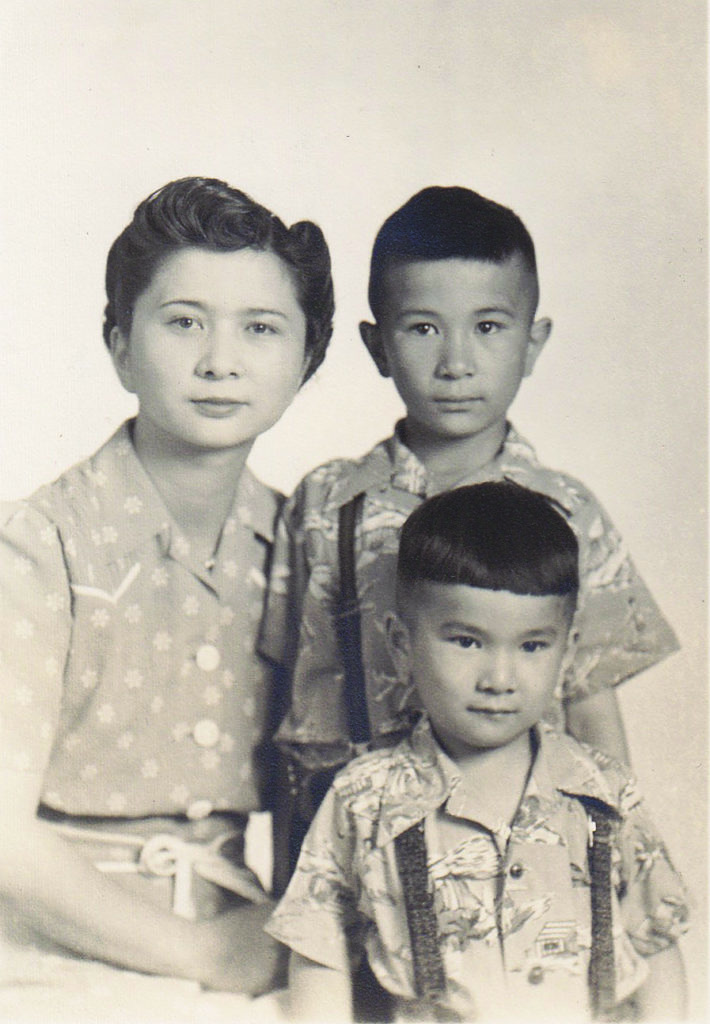 Ima with his mother and older brother, Paul, in a photo taken during their wartime confinement in Minidoka. (Courtesy of the author)