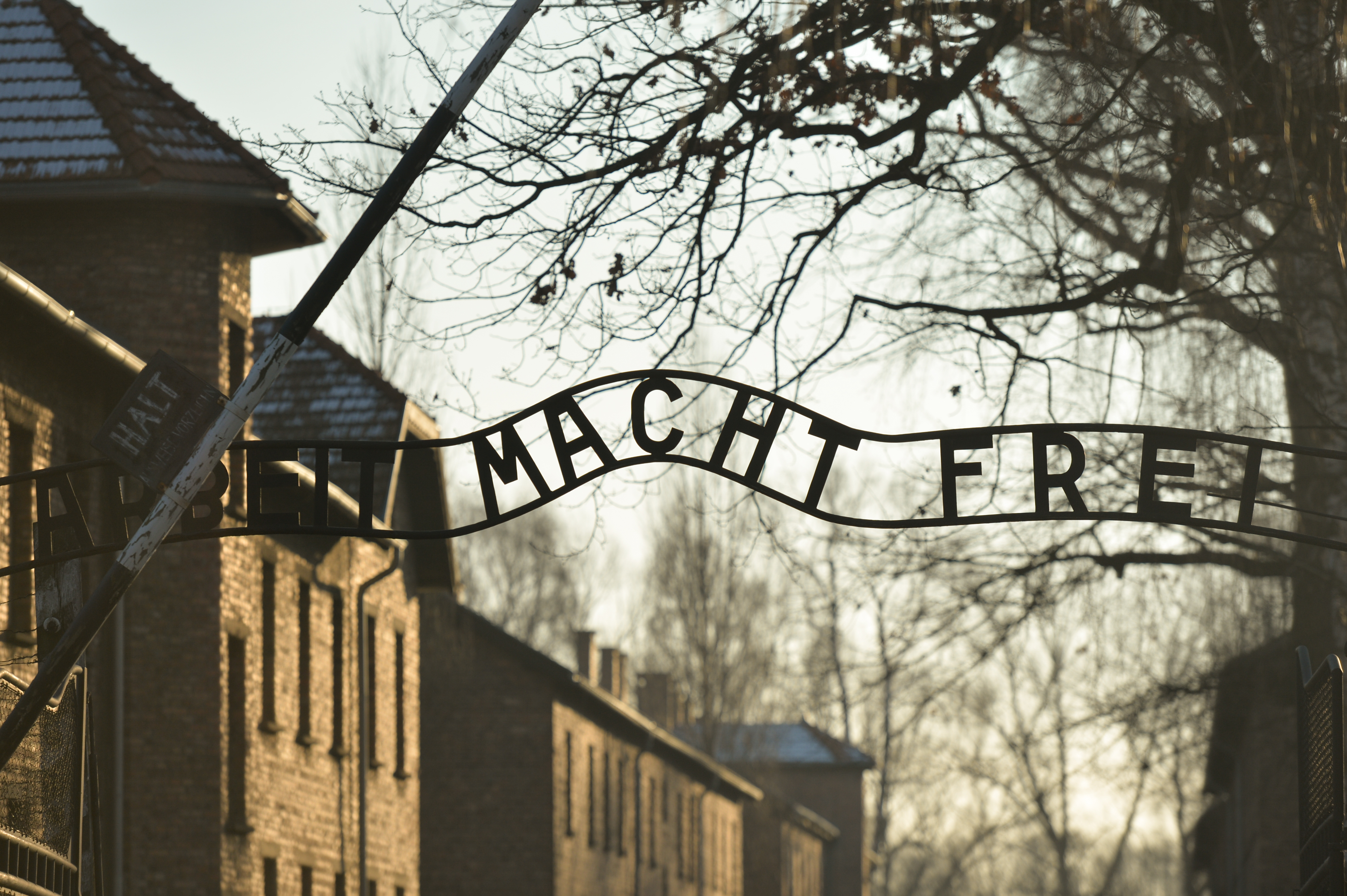The gates of Auschwitz with the notorious phrase, "Work Sets You Free." (Artur Widak/NurPhoto/ Getty Images)
