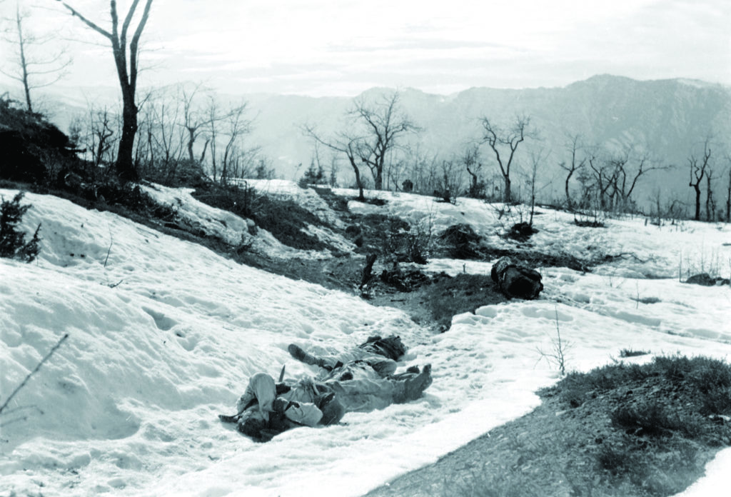 Bodies lie on Belvedere’s slopes at sunset on the first day of attack. (The Denver Public Library, TMD-252)