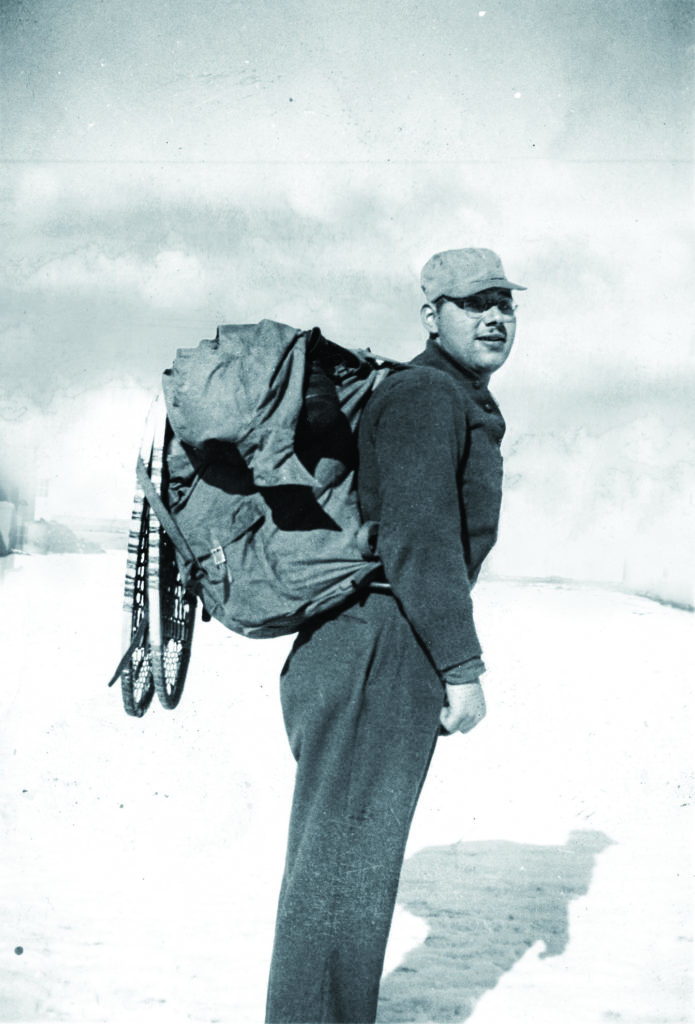 The heavy packs the troopers often bore inspired a popular 10th Mountain Division drinking song: “Ninety Pounds of Rucksack.” (The Denver Public Library, TMD-351-2018-467)