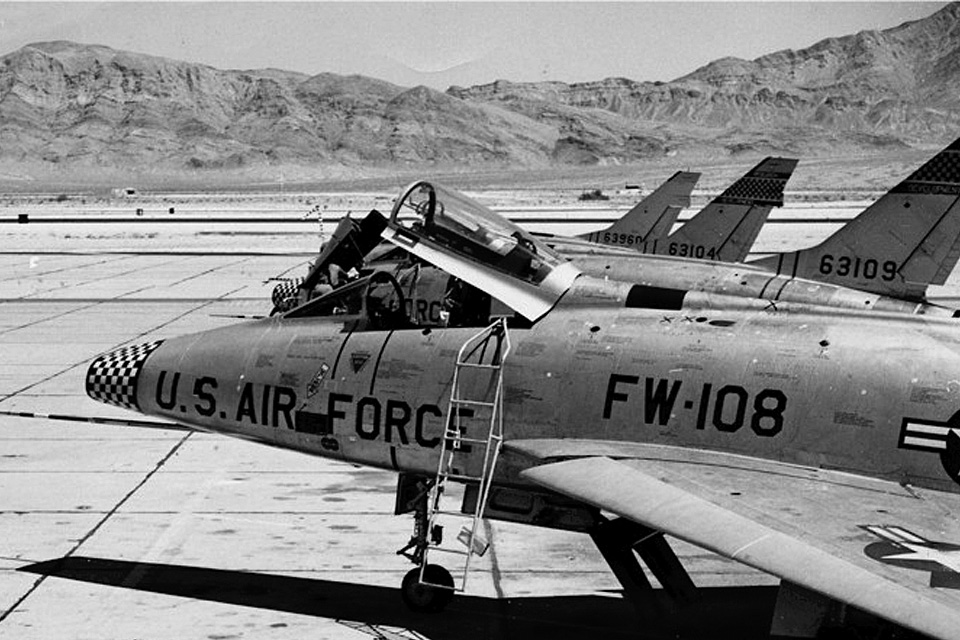 Serving as an instructor at Nellis Air Force Base following the Korean War, Boyd analyzed the flight characteristics of the North American F-100 Super Sabre, or “Hun.” Following Boyd’s precepts, student pilots adopted unconventional F-100 maneuvers as standard tactics. (U.S. Air Force)