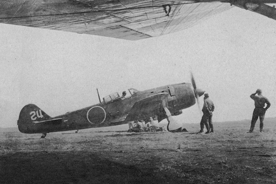 A prototype Nakajima Ki.84 prepares for a test flight. The single exhaust stack appeared on the first three prototypes, but was subsequently replaced by separate exhausts, whose collective thrust, the Japanese discovered, augmented its speed. (Maru Special)
