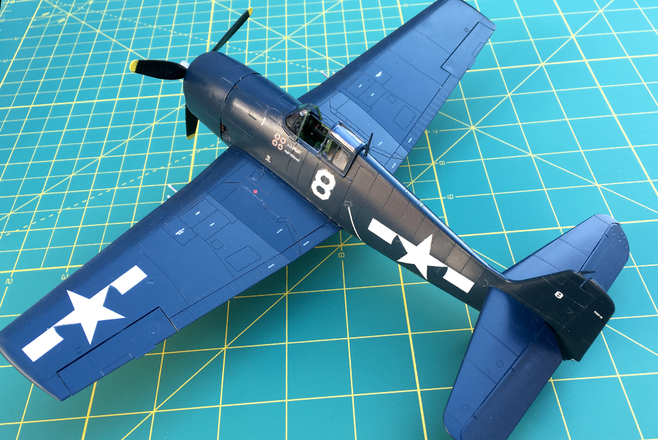 By the latter part of 1944 camouflage of U.S. Navy aircraft was changed from a three-tone scheme popular with modelers to an overall "glossy sea blue 623." 