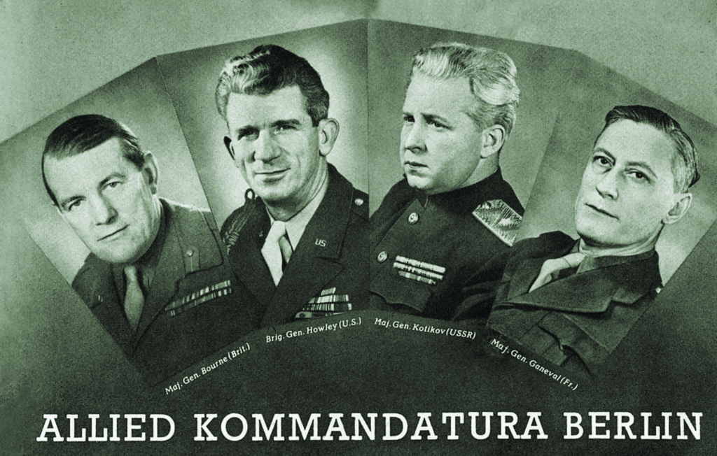 Army civil affairs officer Frank L. Howley (second from left) represented the U.S. on the four-power Kommandatura that governed postwar Berlin. (University of Wisconsin) 