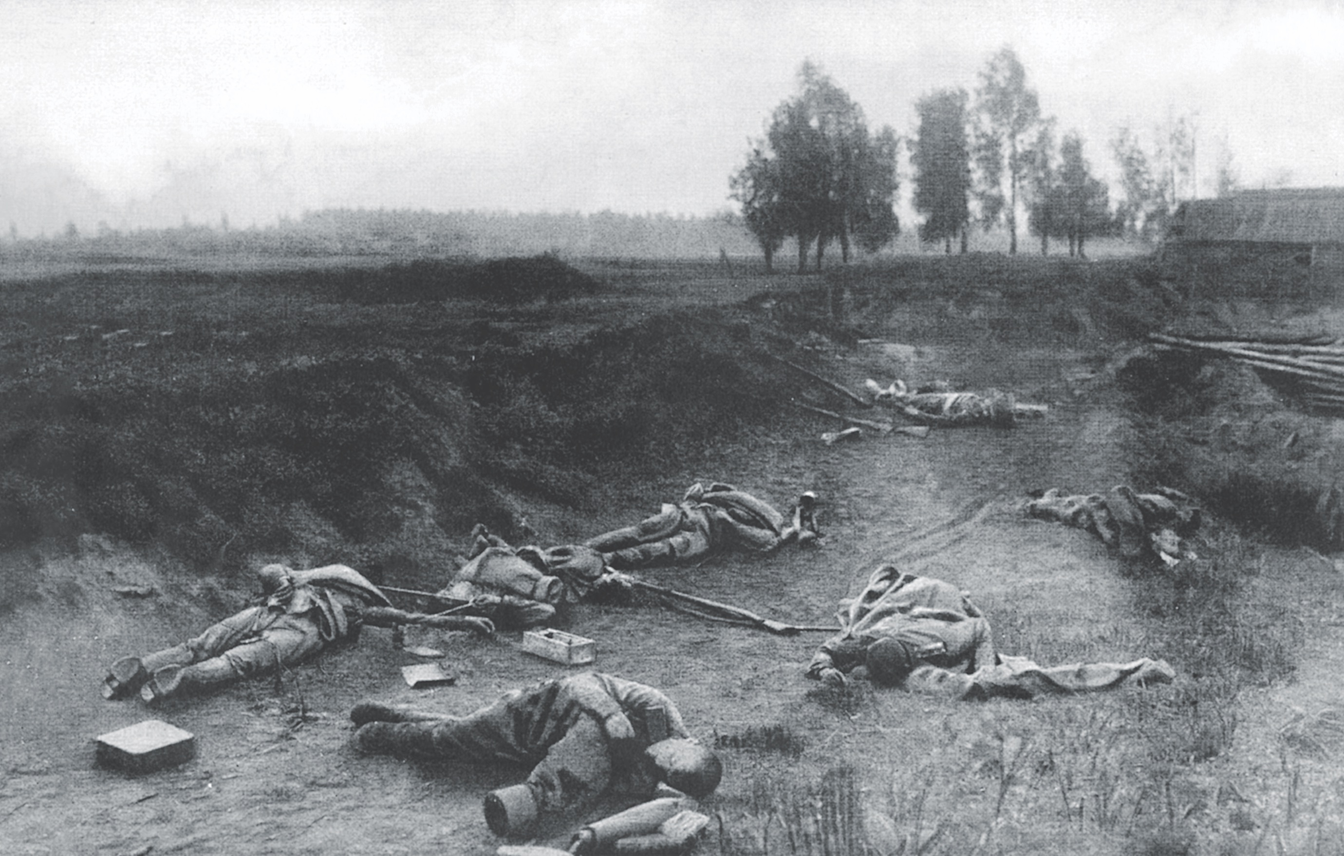 The bodies of Russian troops killed by German machine-gun fire lay along a roadway. Total Russian casualties are unknown. (Interfoto/Alamy Stock Photo) 