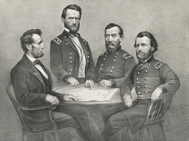 From left to right: Abraham Lincoln, William Tecumseh Sherman, Philip Henry Sheridan, and Ulysses S. Grant. (Library of Congress)