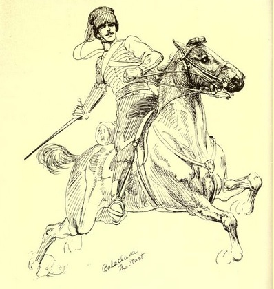 An early sketch of a cavalryman by young Elizabeth "Mimi" Thompson, later Lady Butler