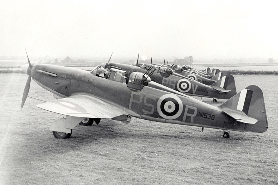 No. 264 Squadron was the first to be equipped with the Defiant, taking it into combat through the early days of the Battle of Britain. It became a night fighter unit after disastrous losses during daylight operations and converted to de Havilland Mosquito Mk. IIs in May 1942. (IWM CH873)