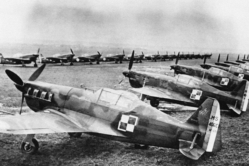 These MS.406s sport the national emblem of their Polish refugee pilots in March 1940. The most numerous French fighter of the short war, the MS.406 was by then regarded as obsolescent. (Mary Evans Picture Library)