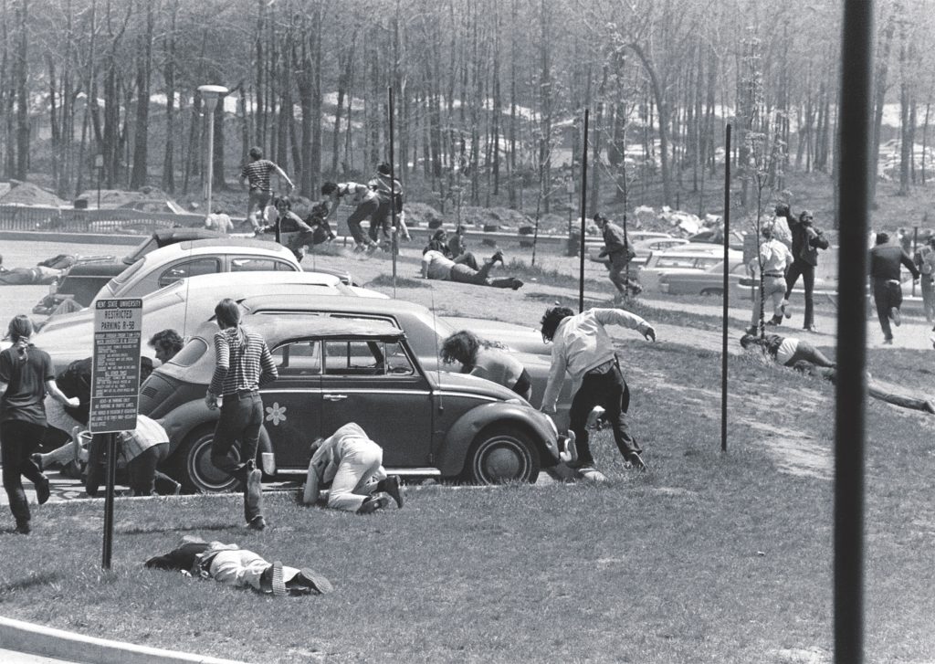 Students run to escape the gunfire. (KSU Archives/Everett Collection/Alamy)