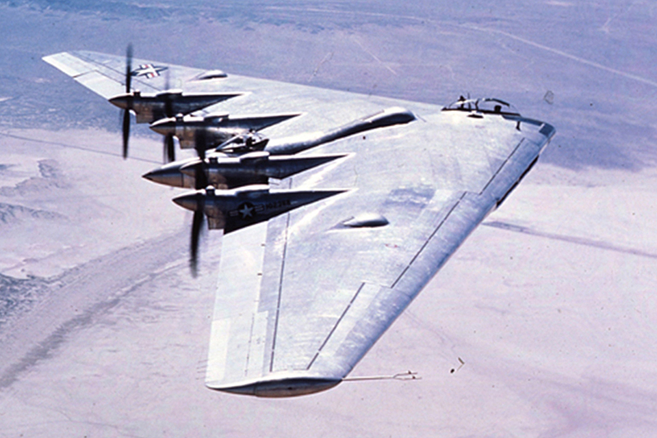 Problems with the propeller-driven XB-35 led to a switch to jet propulsion. (U.S. Air Force)