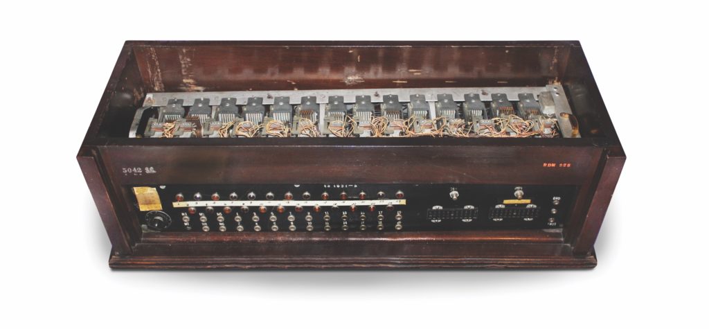 The Americans built an operational Purple cipher machine (top) without ever having seen one. No Japanese machines are known to have survived the war intact; the fragment below was found in the Japanese Embassy in Berlin. (Courtesy of the National Cryptologic Museum) 