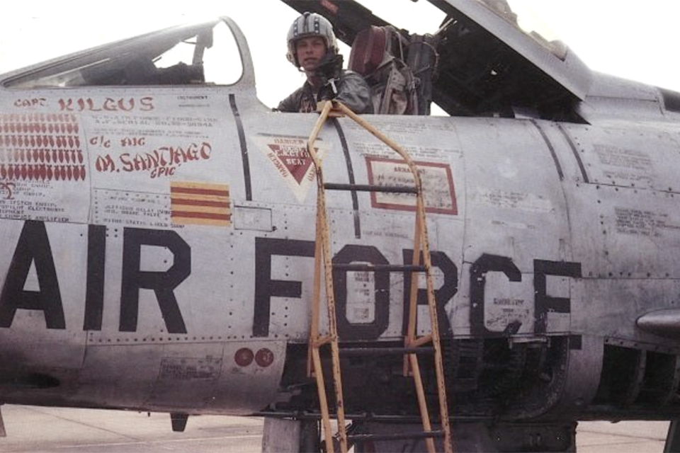 Captain Donald Kilgus in the cockpit of his North American F-100D. (U.S. Air Force)
