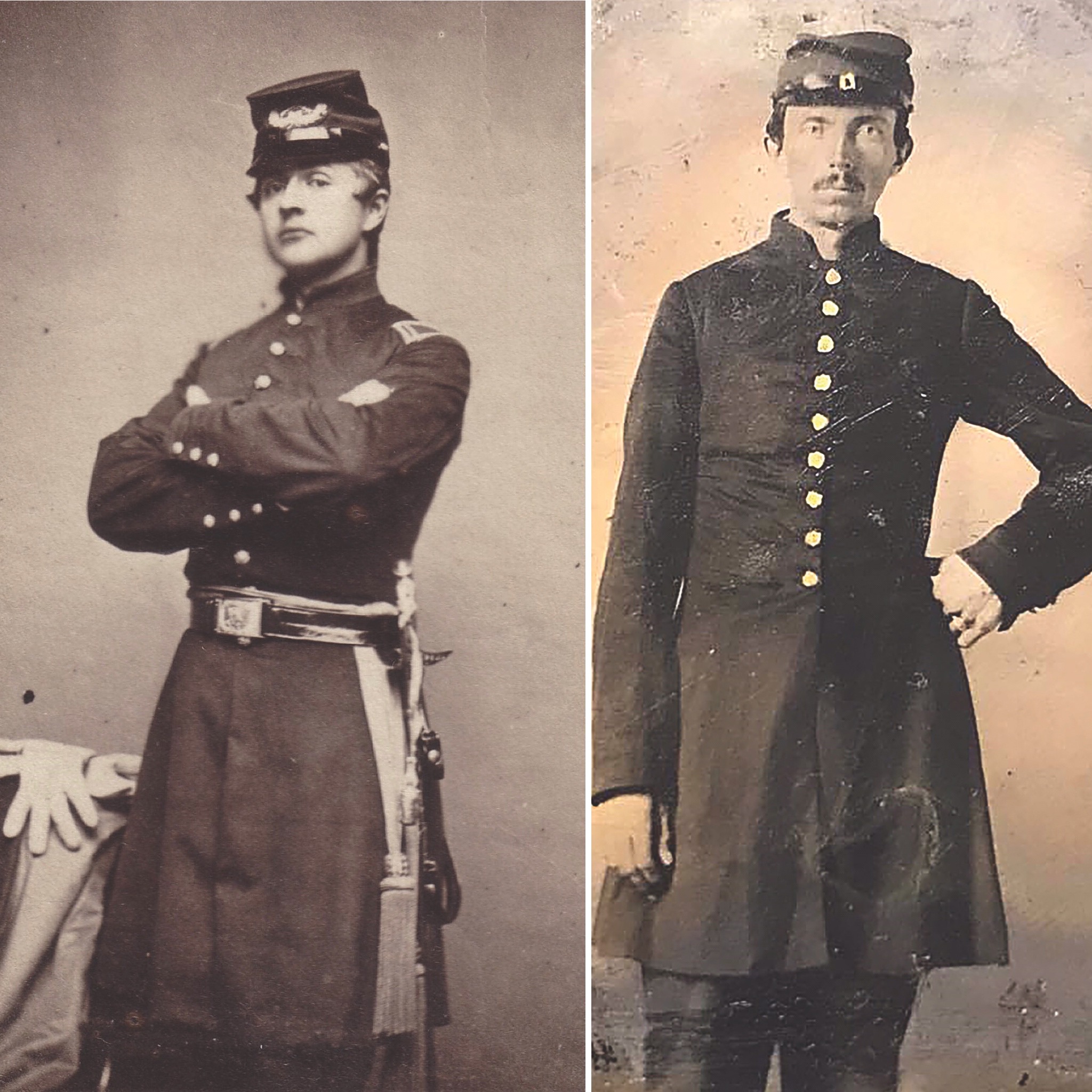 Lieutenant Lewis Parmelee (left), 2nd U.S. Sharpshooters, shot five times, killed. At right, 2nd Lt. John Whitman, 2nd U.S. Sharpshooters, killed. (Courtesy of Brian White)