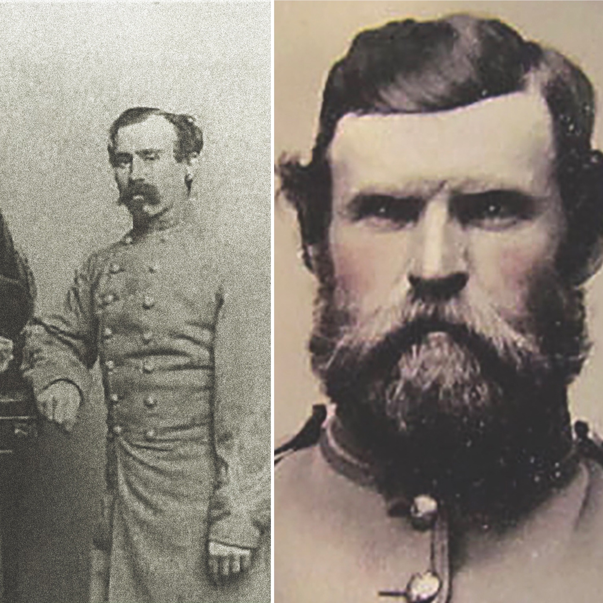 Lt. Col. Emory Best (left), 23rd Georgia, wounded and captured. At right, Private Jobe Gilley, 27th Indiana, wounded in the chest. (Courtesy of Richard Thompson)