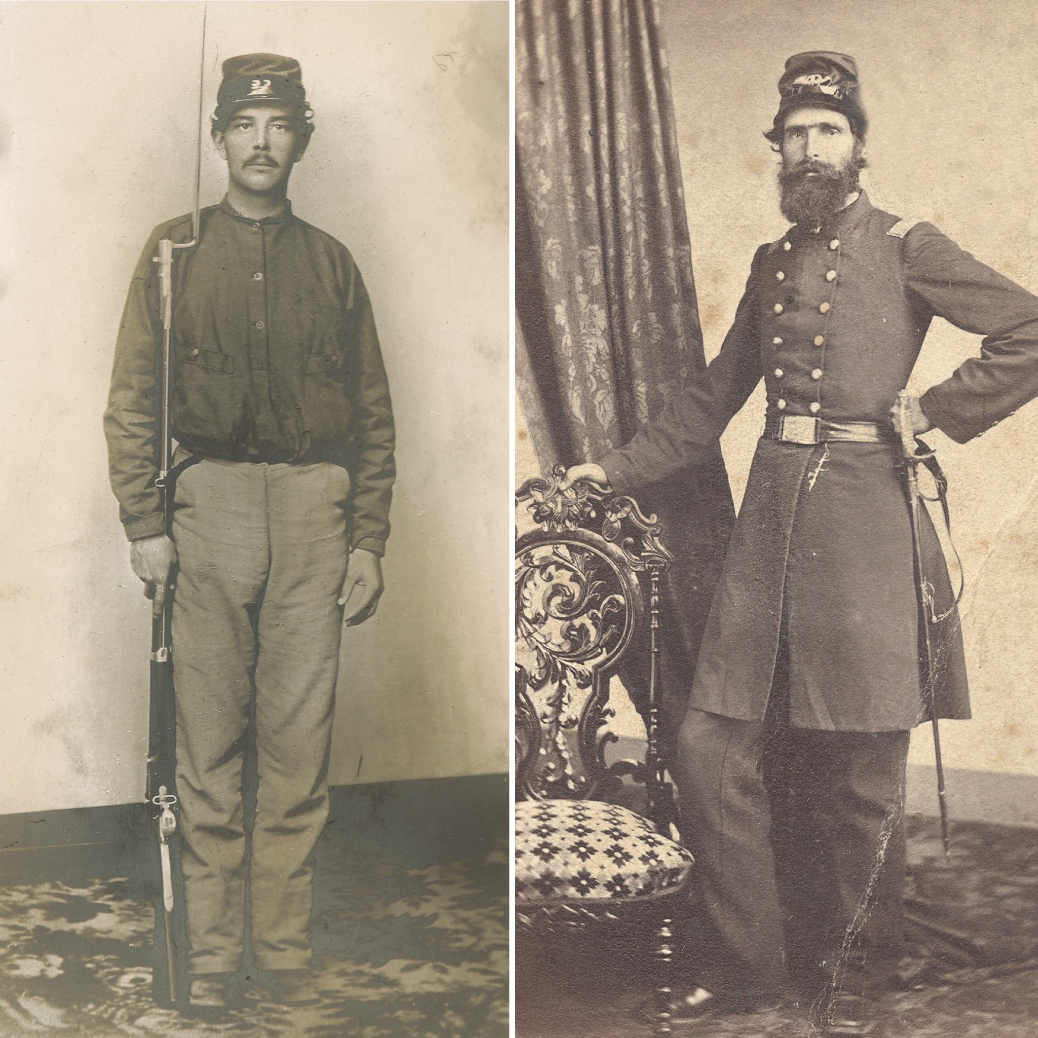 Corp. John Morton Booker (left), 23rd Virginia, killed. Lt. Col. Thomas Allen, 2nd Wisconsin, wounded in the right arm. (The Marc and Beth Storch Collection)