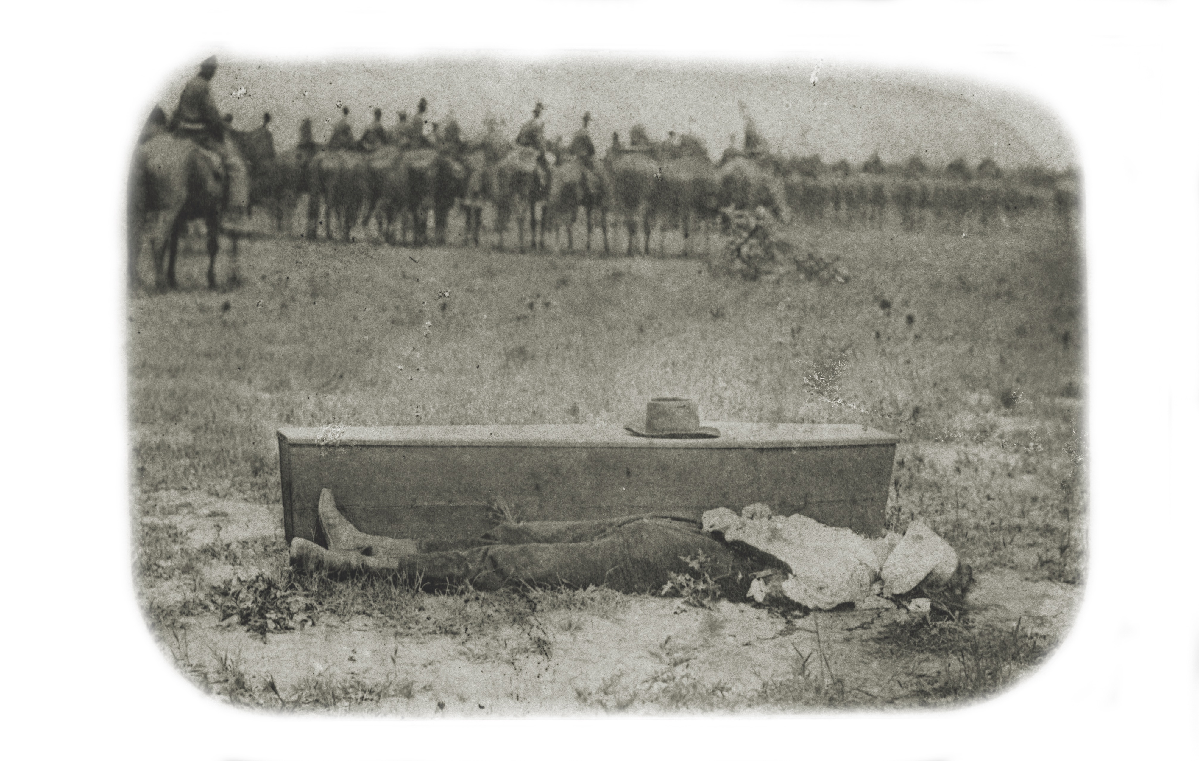 Private William Jenkins, 1st New York Cavalry, lies beside his coffin after being executed in December 1861—the first Army of the Potomac soldier so punished for desertion. (Library of Congress)