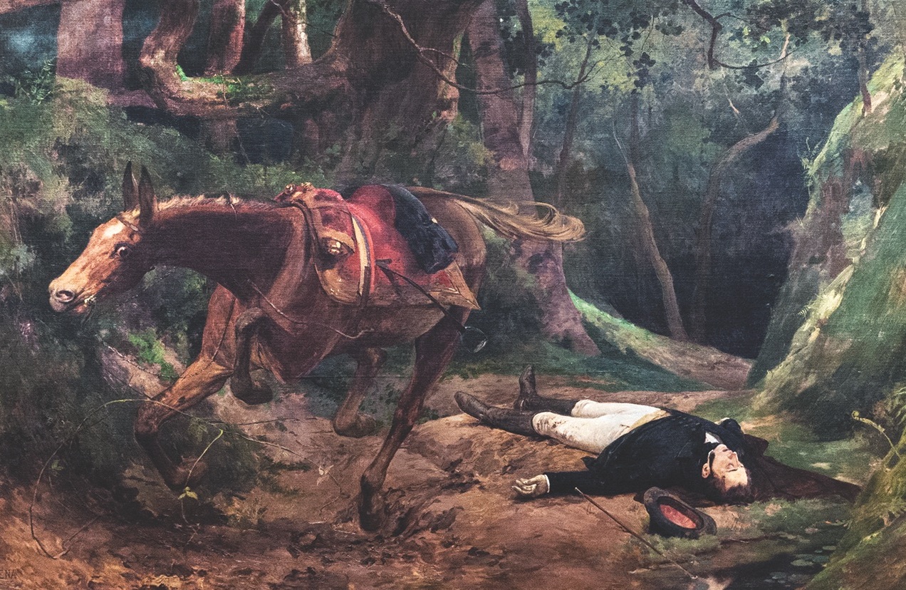 Sucre lies dead after being ambushed by ex-royalist gunmen on June 4, 1830. / Galería del Arte Nacional, Caracas
