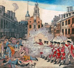The iconic newspaper cartoon depicting British soldiers firing on a hostile crowd. Adams saw the "Boston Massacre" as an inevitable byproduct of the hated British occupation. He demanded that imperial troops be withdrawn and scorned a victim’s deathbed confession exculpating the soldiers whose volley had brought him to death’s door. (GL Archive/Alamy Stock Photo)