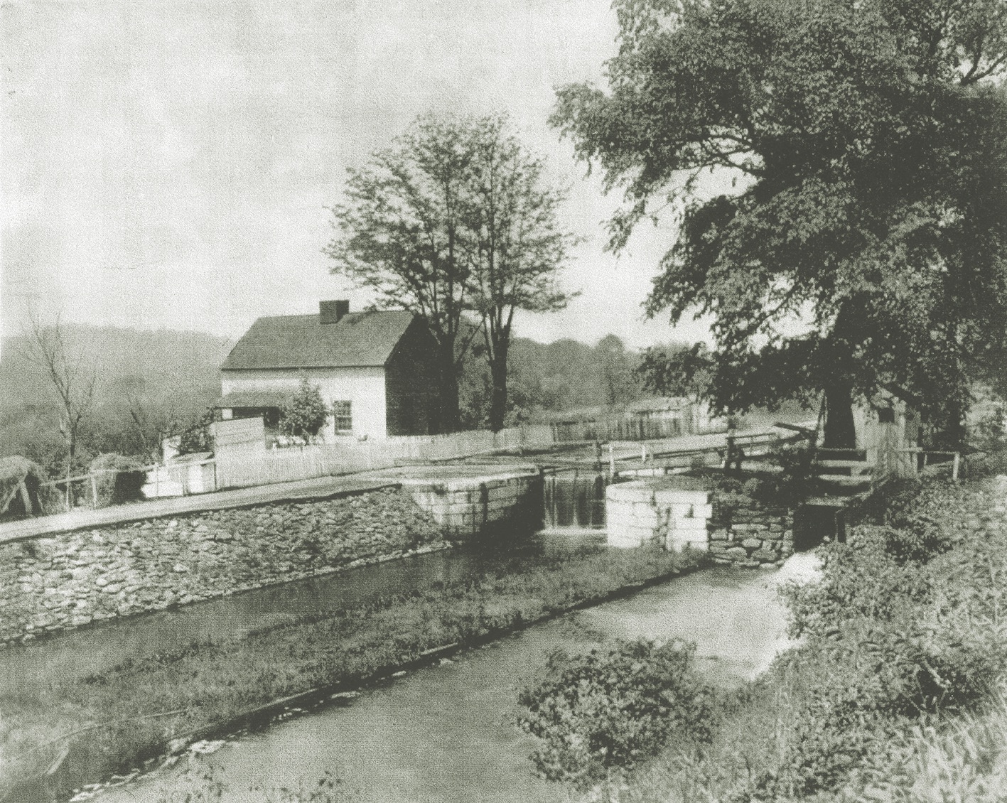 This is a postwar view of Lock 28 and its accompanying lockhouse, but is what the location looked like during the Civil War. Locks were water elevators that raised and lowered boats to meet changes in elevation. (Courtesy of the C&O Canal Trust)