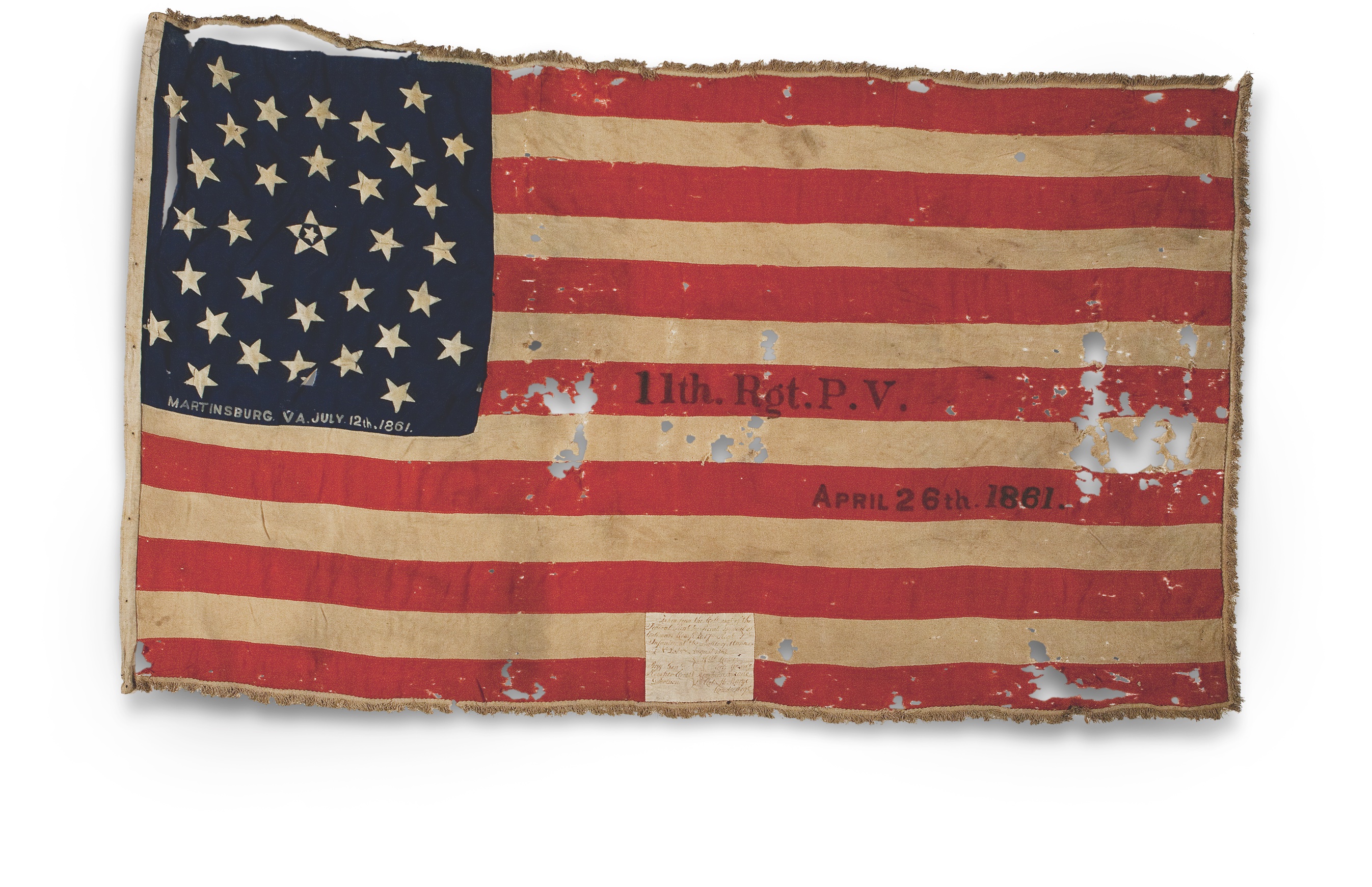 Flag of the 11th Pennsylvania, which fought at the July 2, 1861, Battle of Hoke’s Run. (Brian Hunt & Pennsylvania Capitol Preservation Committee)