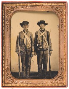 Emzy Taylor (left) and George Taylor of Company E of the 4th Texas, also cousins. (Degolyer Library, Southern Methodist University, Lawrence T. Jones III Texas Photography Collection) 