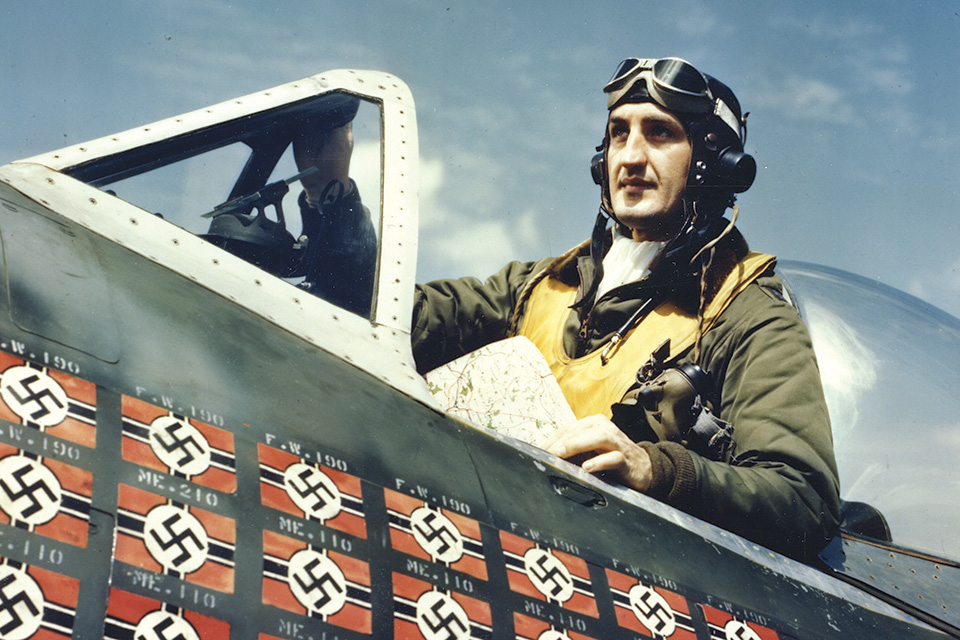 With 28 victories, P-47 pilot Major Francis “Gabby” Gabreski was the leading American ace in Europe. (National Archives)