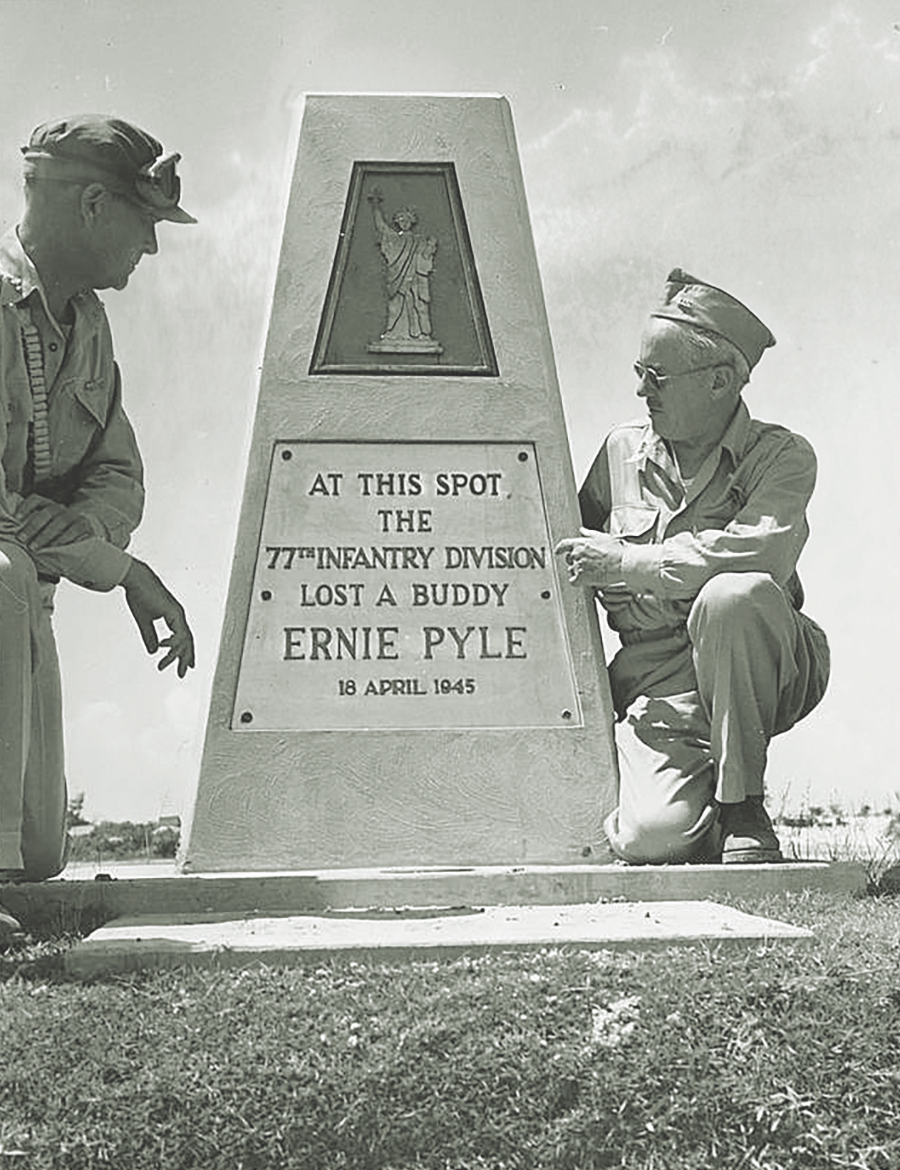 The monument to Pyle where he was killed on Ie Shima. (Media School, Indiana University Bloomington)