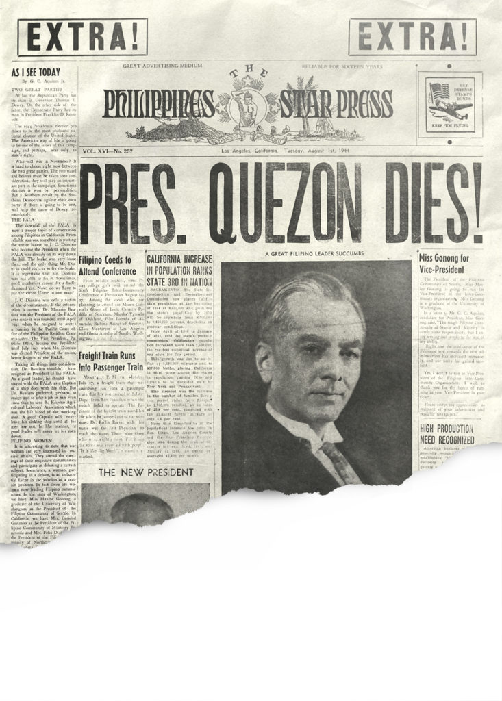  Quezon died in the U.S. in August 1944 and was buried in the Philippines two years later. (The Philippines Star Press/Philstar Global Corp.)