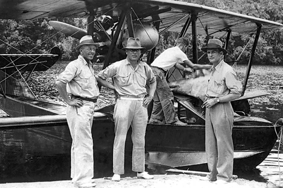 Pilot Art Williams (second from left) led a search in Brazil for Redfern nine years after he disappeared. (Courtesy of the Paul Rinaldo Redfern Aviation Society of Columbia, S.C.)