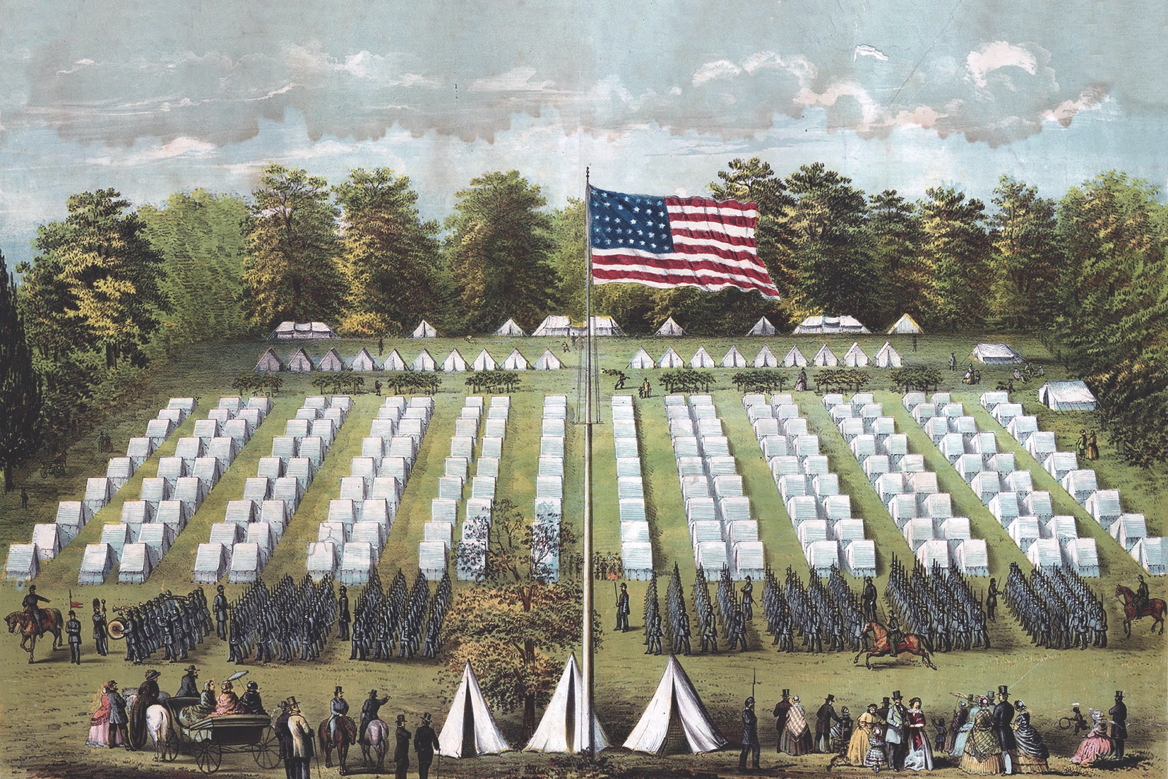 118th Pennsylvania regiment’s mustering camp. (Courtesy of the Library Company of Philadelphia) 