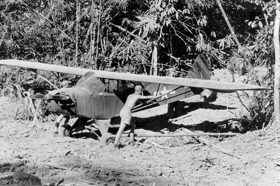 The Piper L-4 was well-suited to operations in Burma, where it could be easily camouflaged among jungle foliage. (National Archives)