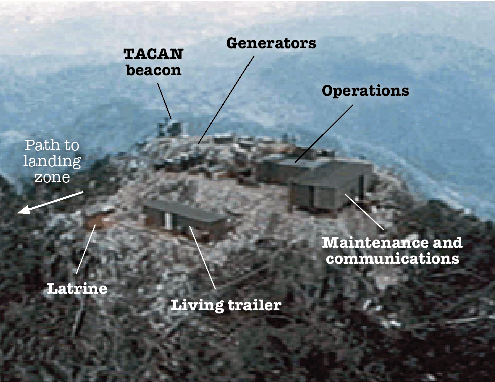 Lima Site 85 contained a camouflaged radar dish used in targeting U.S. bomb strikes on Hanoi, with an assortment of buildings, including an operations center and housing.