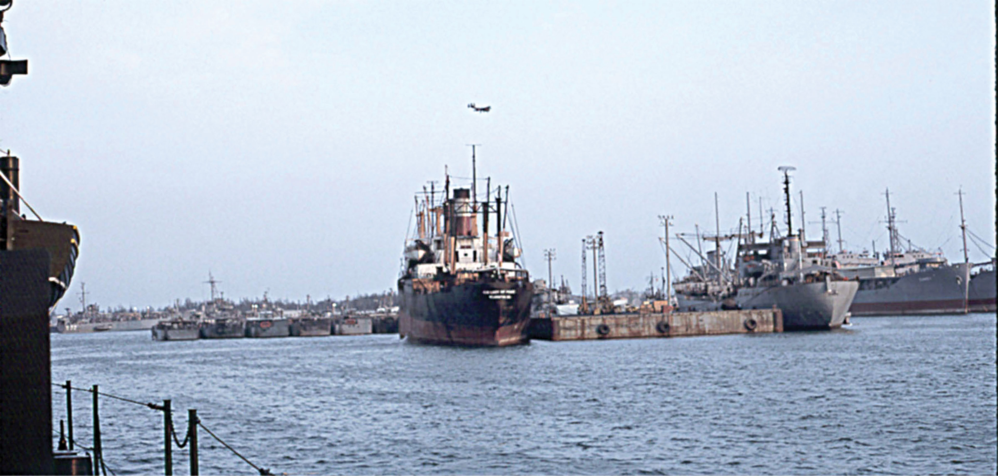 Supply ships at the busy port in Cam Ranh Bay. / HistoryNet Archives