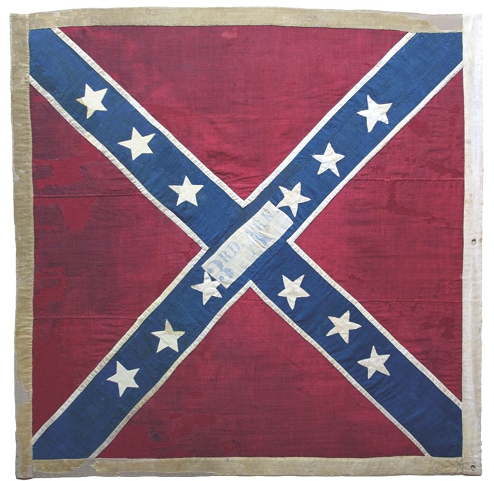 The 3rd Arkansas’ battle flag, flown later in the war. By 1863, all Army of Northern Virginia regimental flags used this “third bunting” issue design. (Old State House Museum)