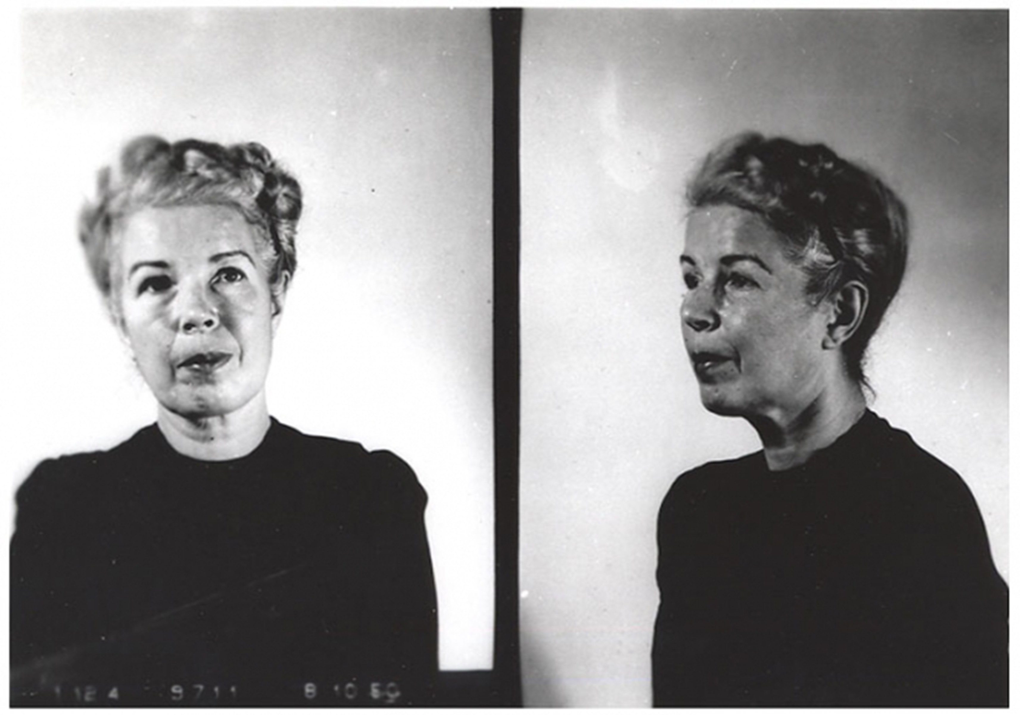 Axis Sally, aka Mildred Gillars, poses for a mugshot in 1949. (Bureau of Prisons/Getty Images)